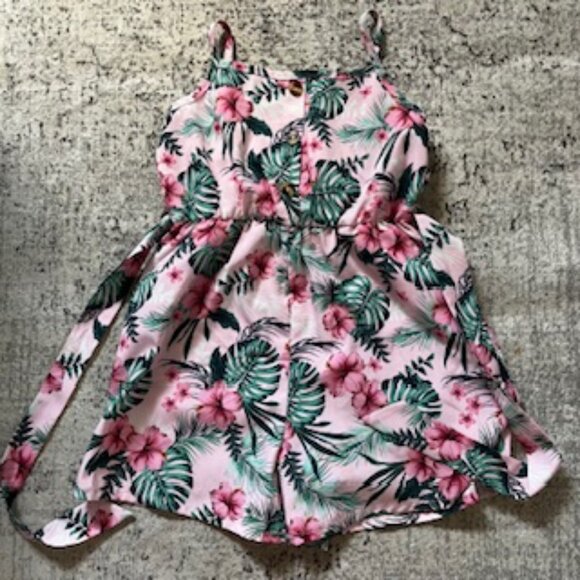 🧡3/15 PatPat Floral Romper Adjustable Straps Two Pockets Girls 5-6 - Picture 4 of 8
